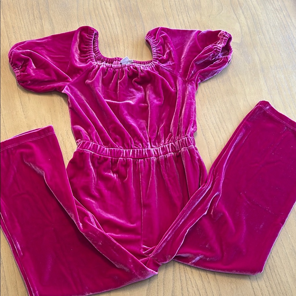 Crewcuts Velvet Kids Dress in Rich Pink